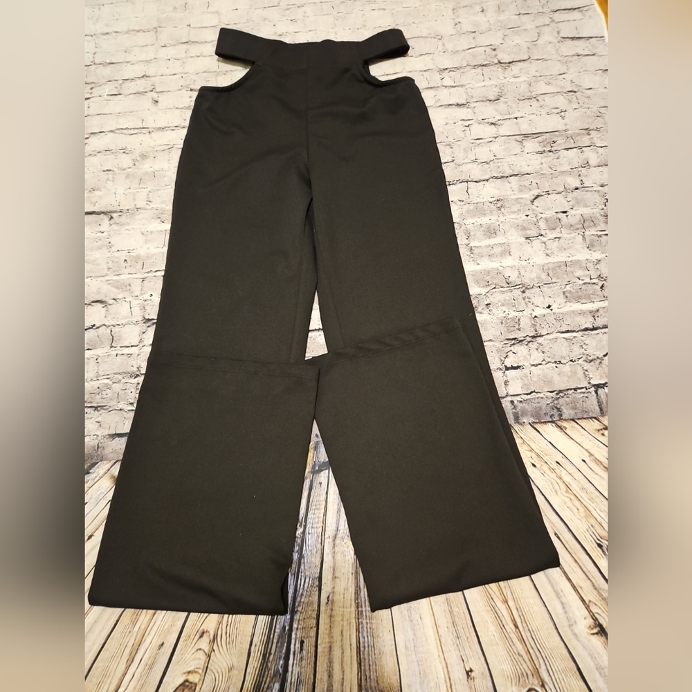 White Fox Black Cutout Wide Leg Pants small